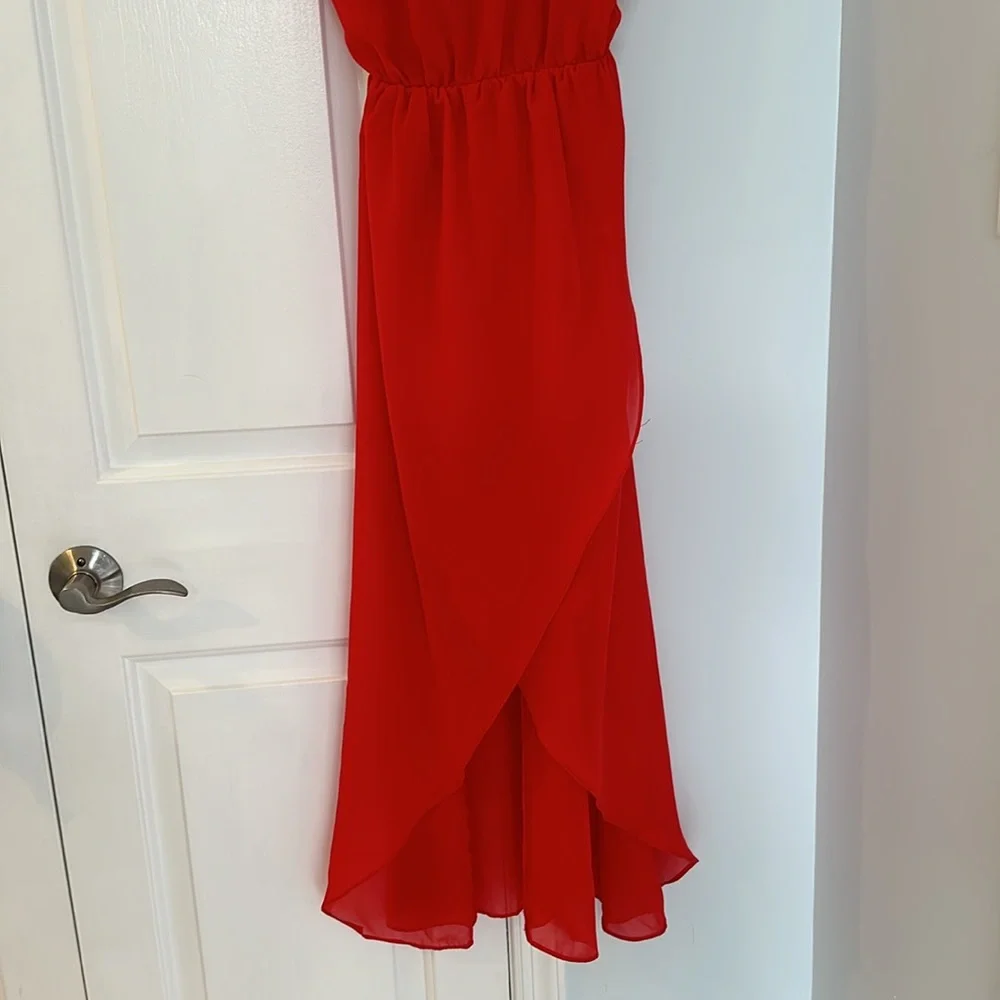 TD by True Decadence Petite Frill Detail High Low MIDI Dress with Strappy Back